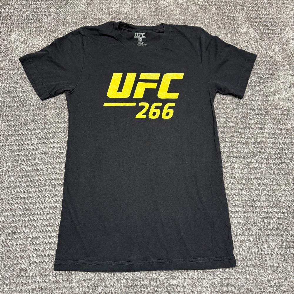 UFC Mens T-Shirt Black Small 266 Graphic Yellow Short‎ Sleeve Cotton